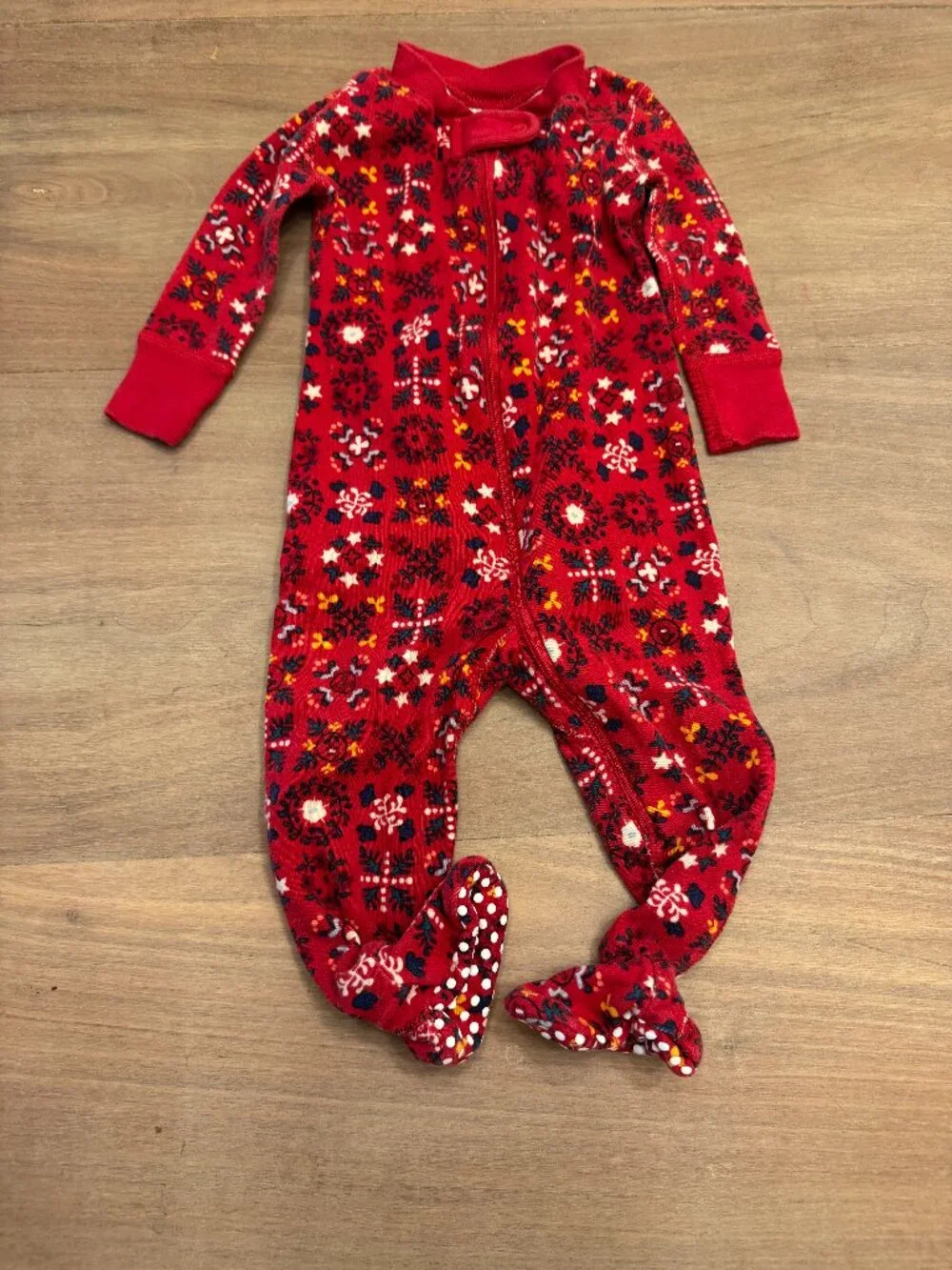 Hanna Andersson Red Fair Isle Zip Footed Sleeper 3-6M Holiday